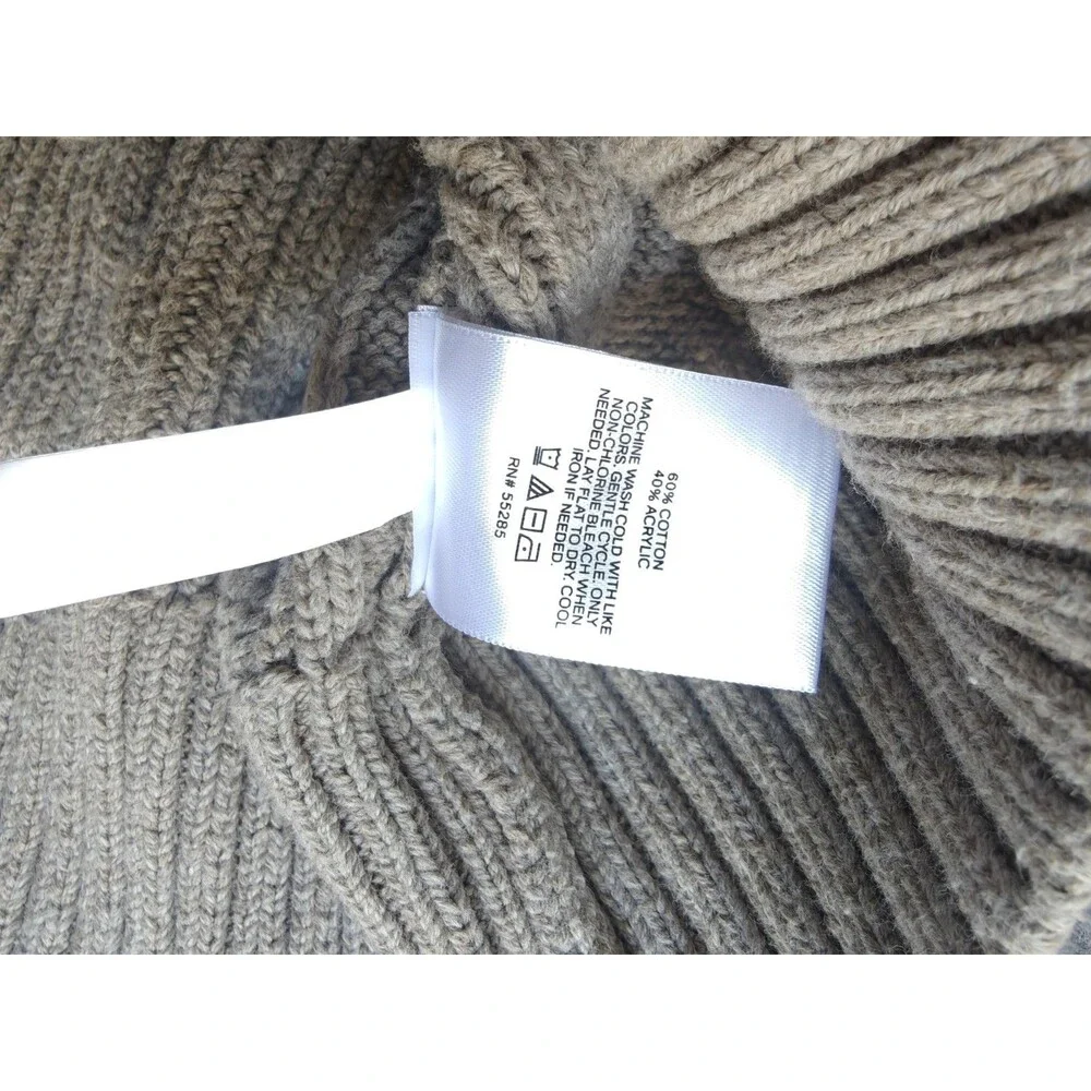Express Mens Large Gray Cable Knit Turtleneck Sweater Cotton Blend